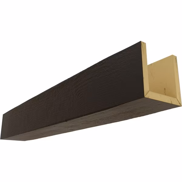 3-Sided (U-beam) Rough Sawn Endurathane Faux Wood Ceiling Beam, NaturaL Ash, 8